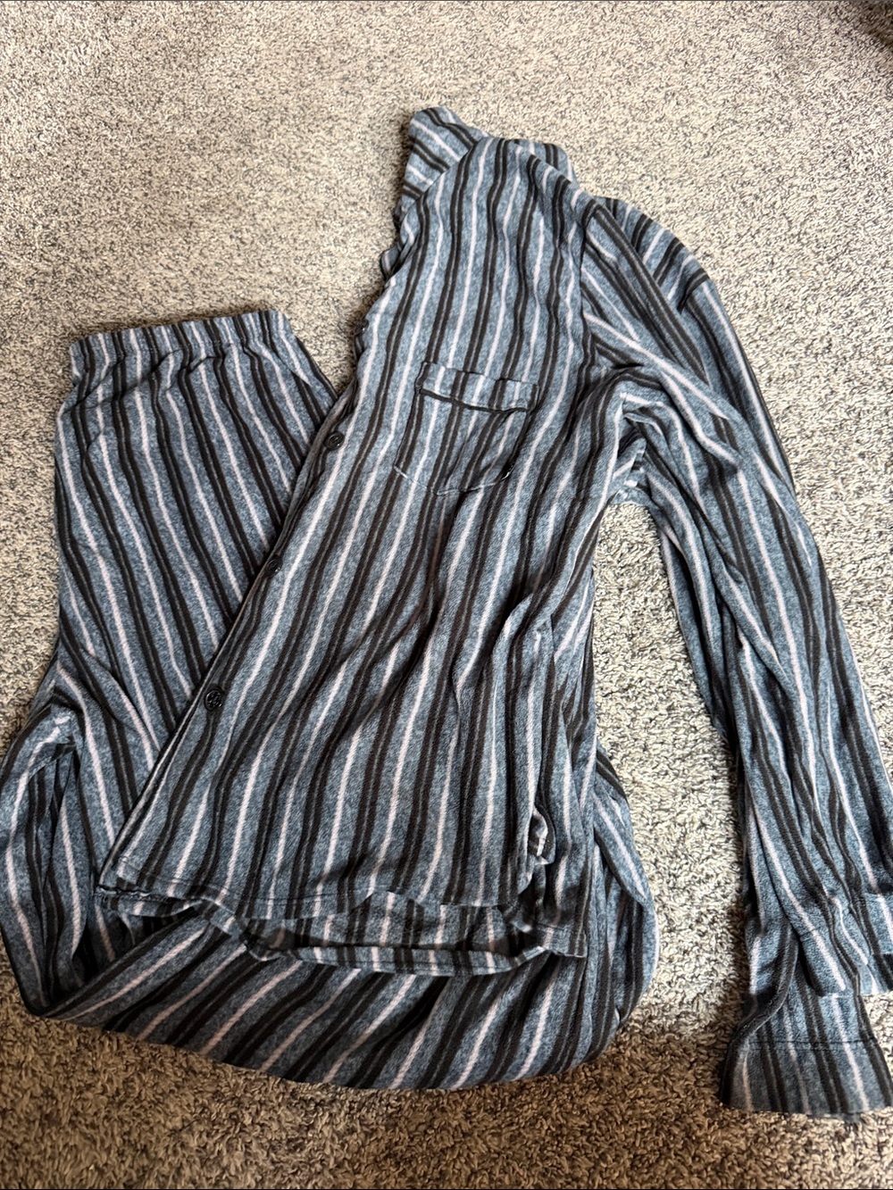 Simply Vera Vera Wang Gray and Blue Striped Pajama Set